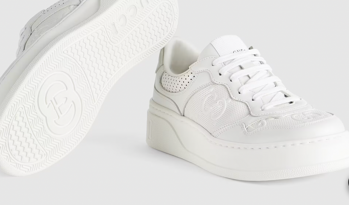 GUCCI GG EMBOSSED LEATHER SNEAKERS