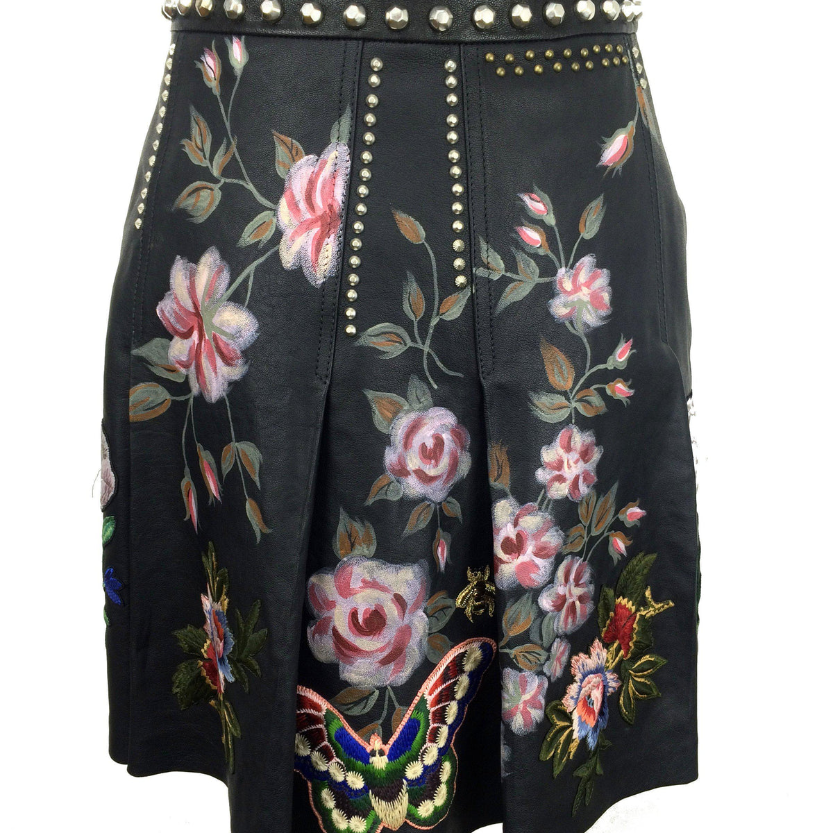 Gucci Hand-Painted Leather Skirt Size M NEW