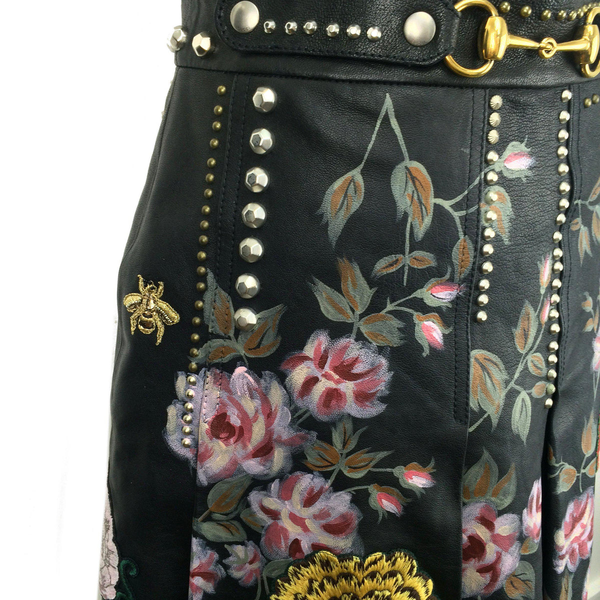 Gucci Hand-Painted Leather Skirt Size M NEW