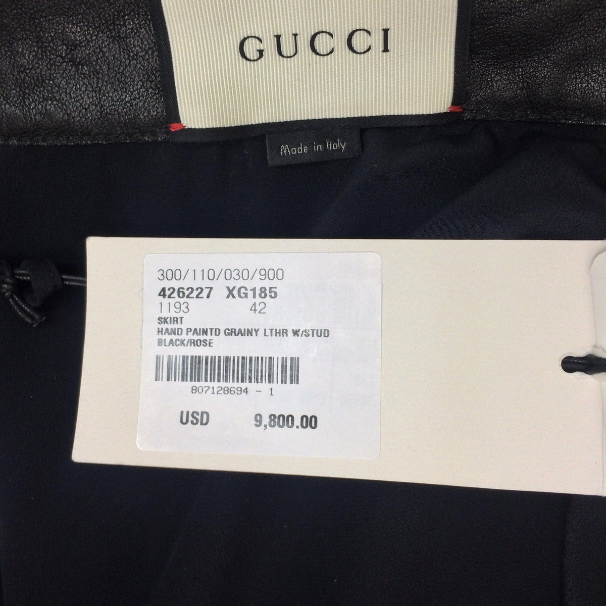 Gucci Hand-Painted Leather Skirt Size M NEW