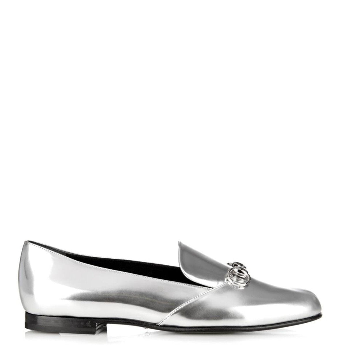 GUCCI METALLIC SILVER HORSEBIT LOAFERS