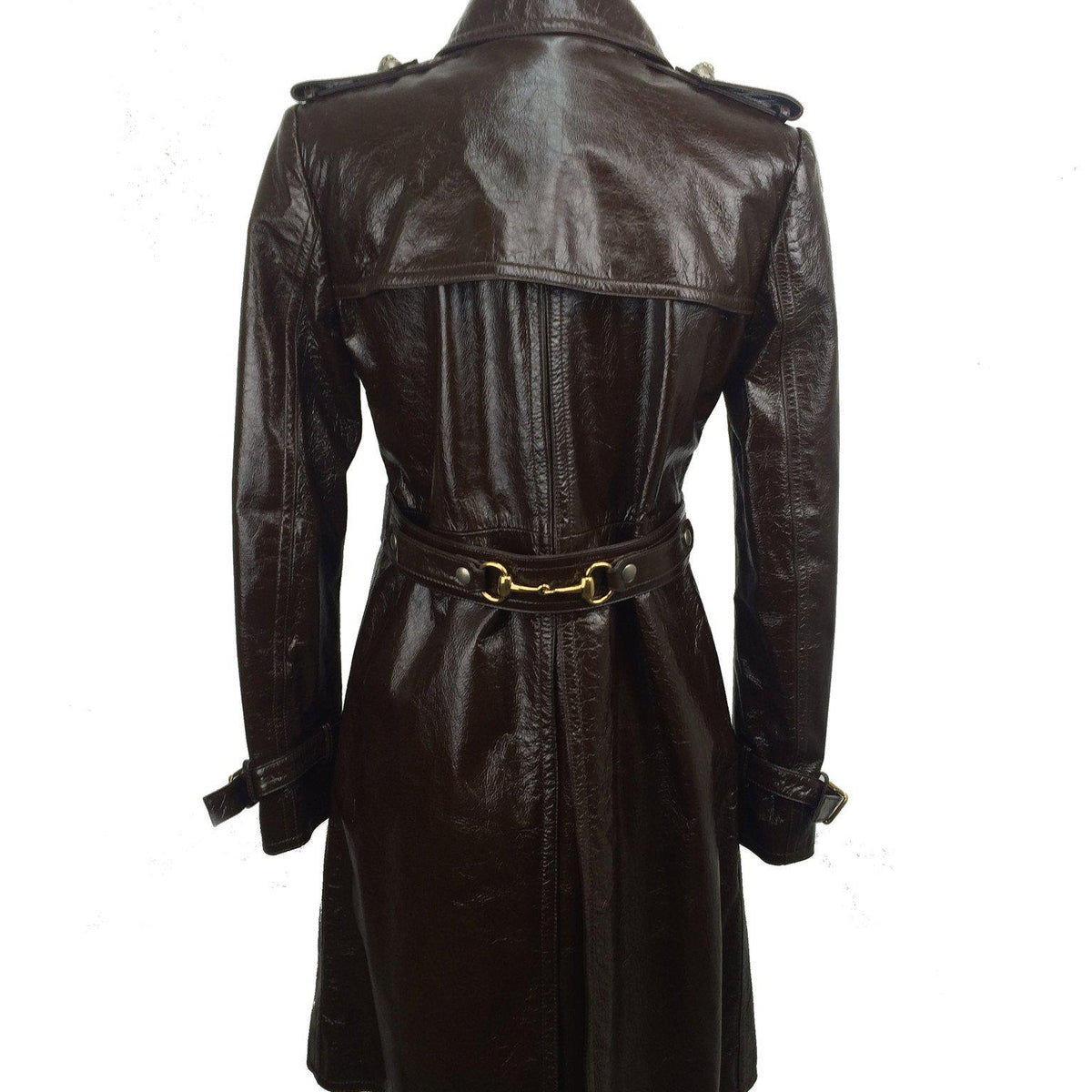 Gucci Light Patent Leather Belted Trench Coat Size M