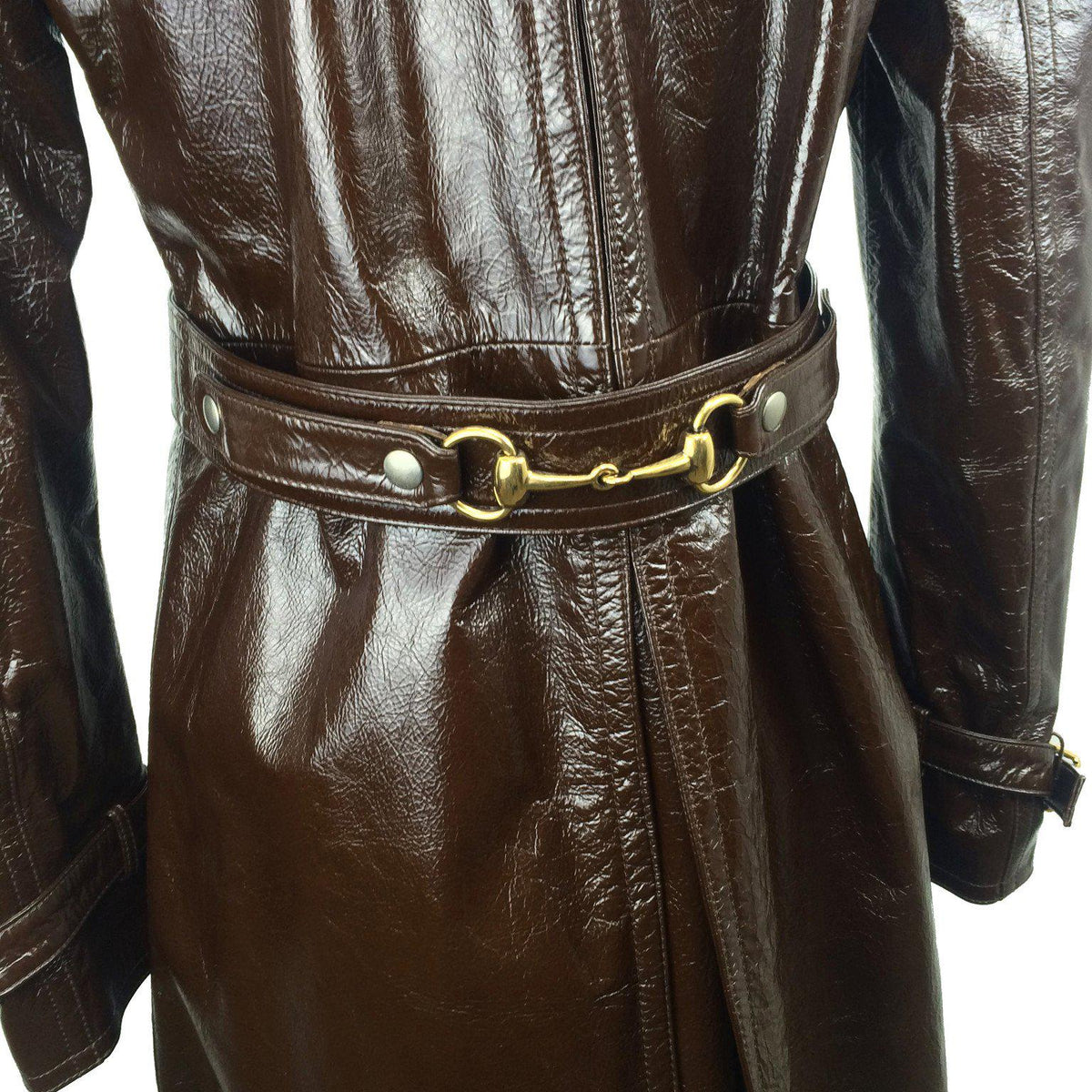 Gucci Light Patent Leather Belted Trench Coat Size M