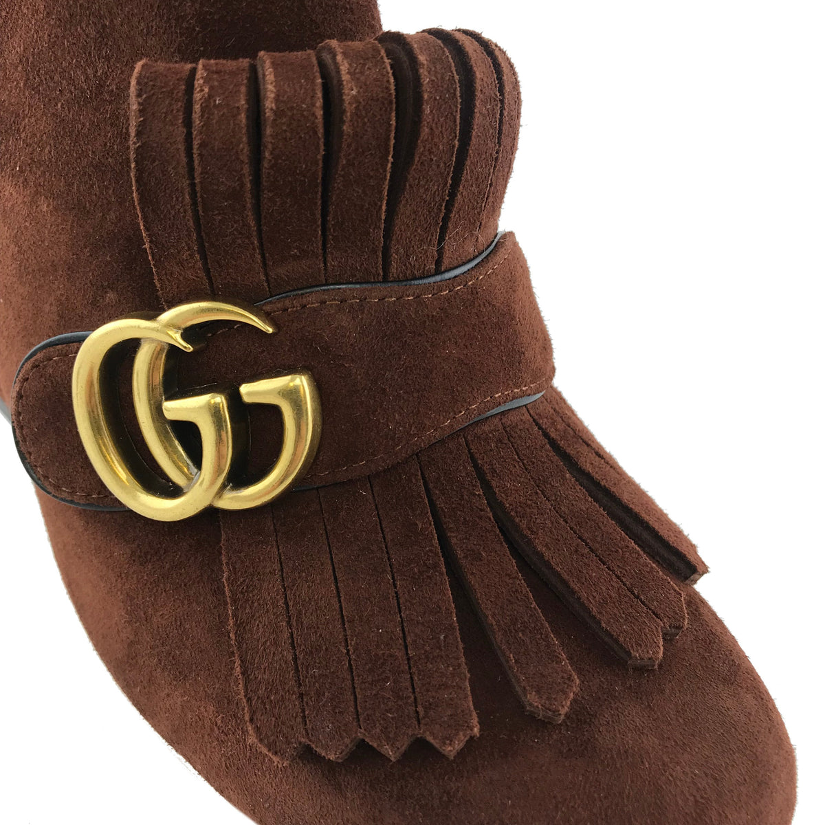 Gucci Marmont GG Suede Block-Heel Ankle Boots Size 9