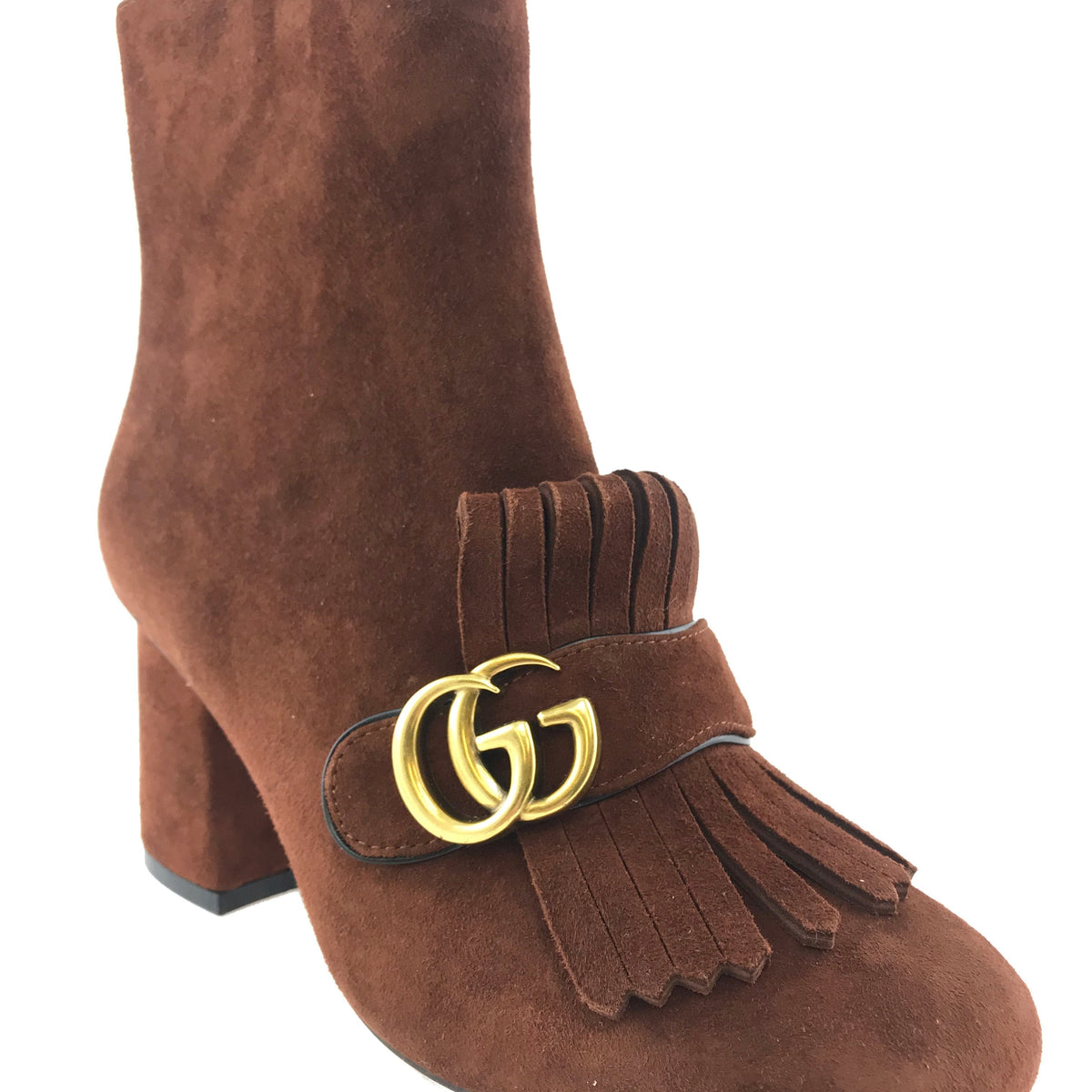 Gucci Marmont GG Suede Block-Heel Ankle Boots Size 9