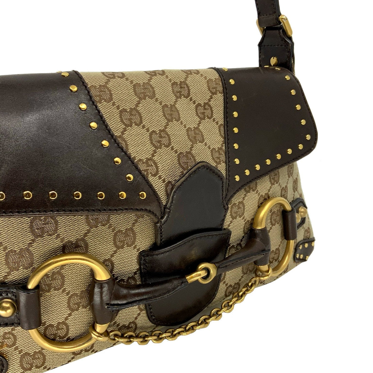 Gucci Monogram Horsebit Flap Bag