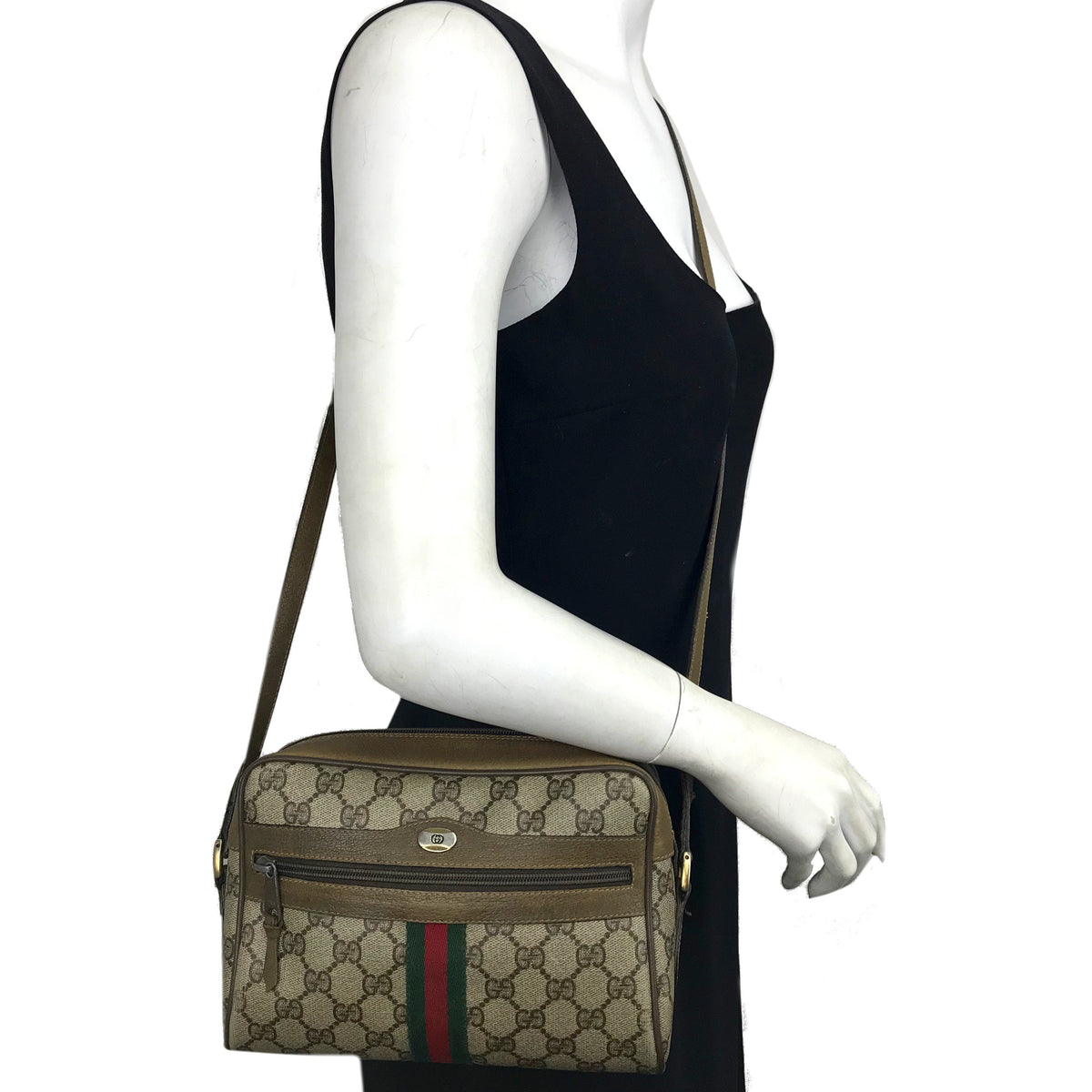 Gucci Monogram Web Camera Crossbody Bag