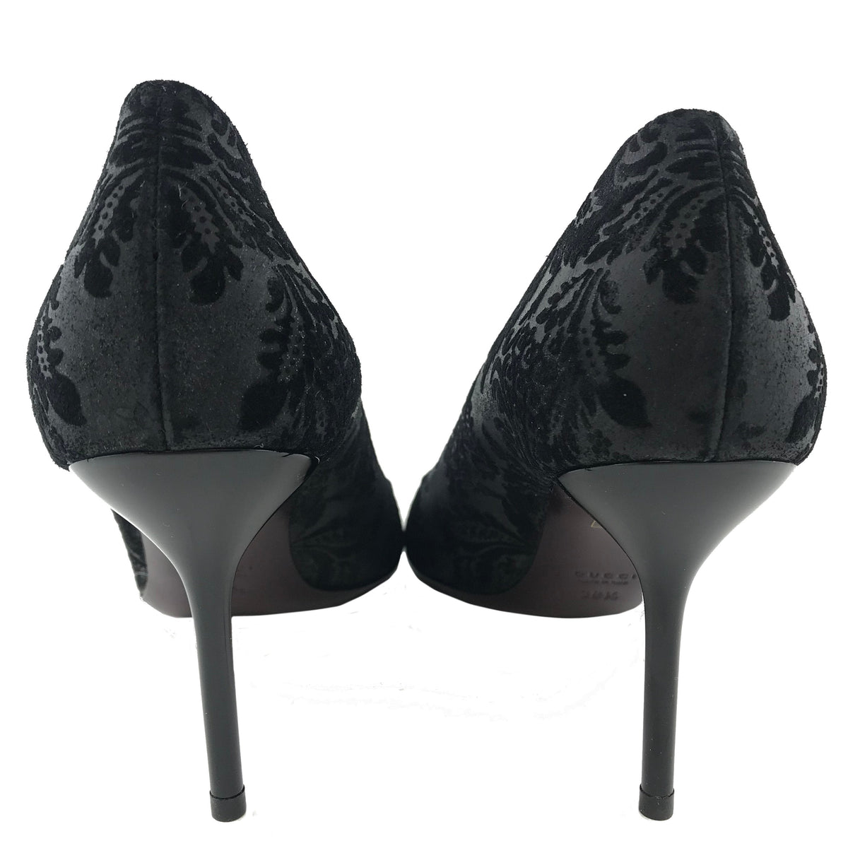 Gucci Noah Embossed Floral Point-Toe Pumps, 8.5