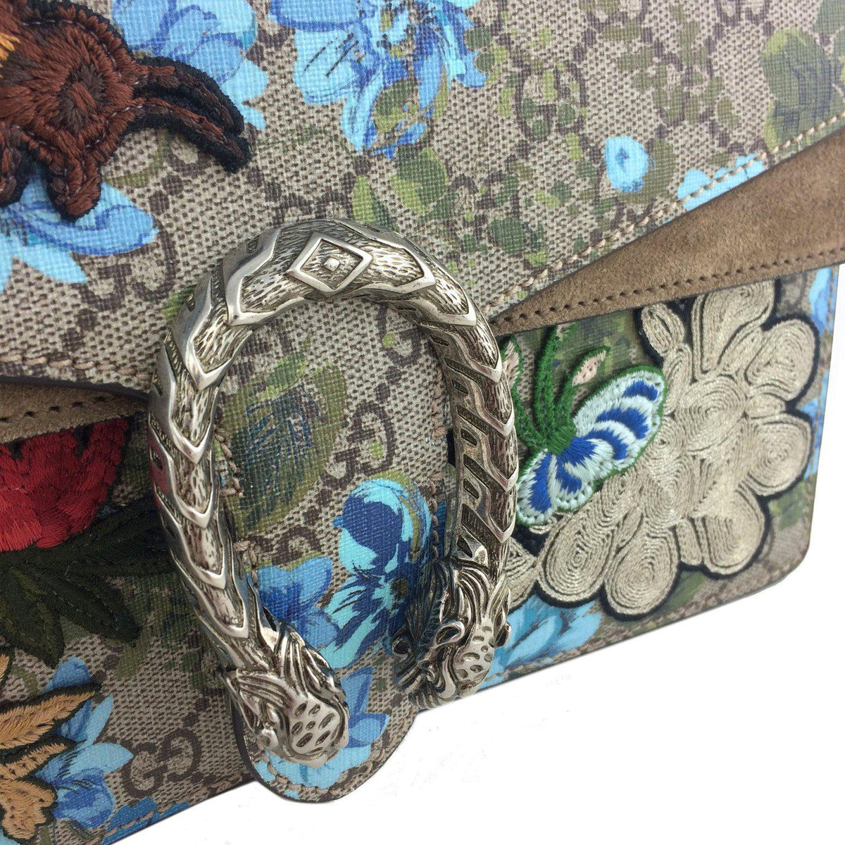 Gucci Painted Flowers and Patches GG Supreme Small Dionysus Shoulder Bag