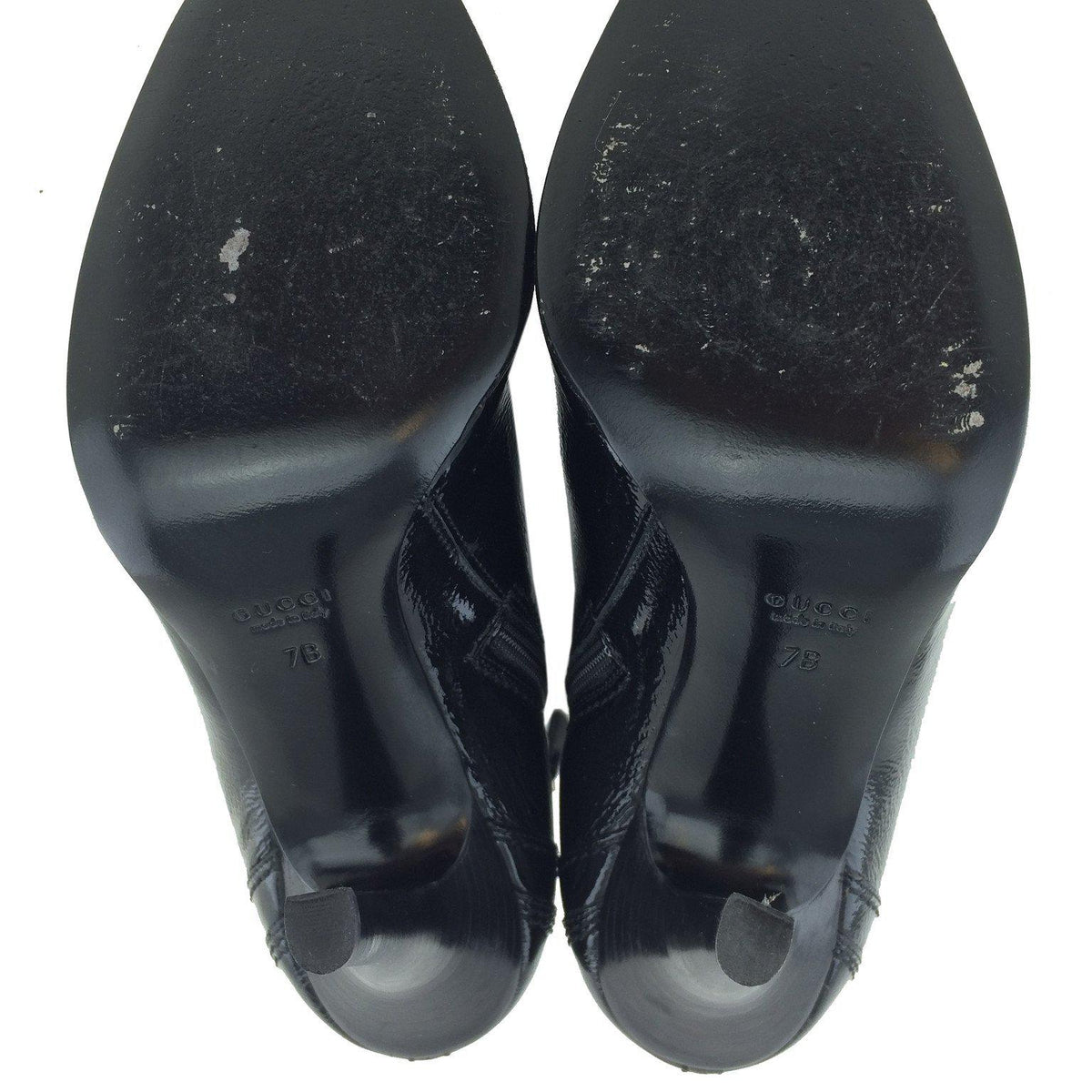 Gucci Patent Leather Shield Ankle Boots Size 7