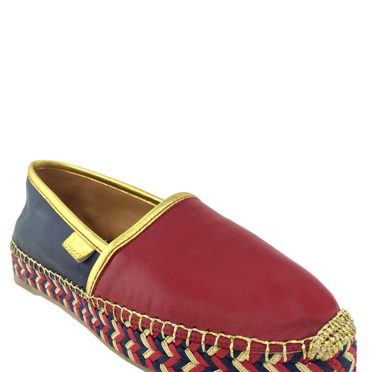 Gucci Pilar Leather Espadrille Flats Size 6.5 NEW