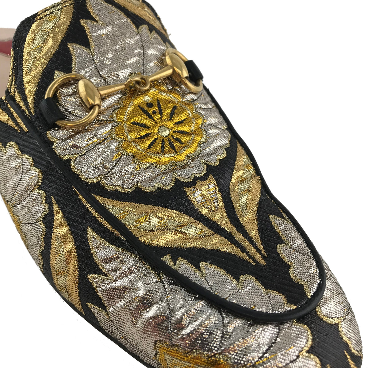 Gucci Princetown Floral Jacquard Horsebit Mules Size 6.5
