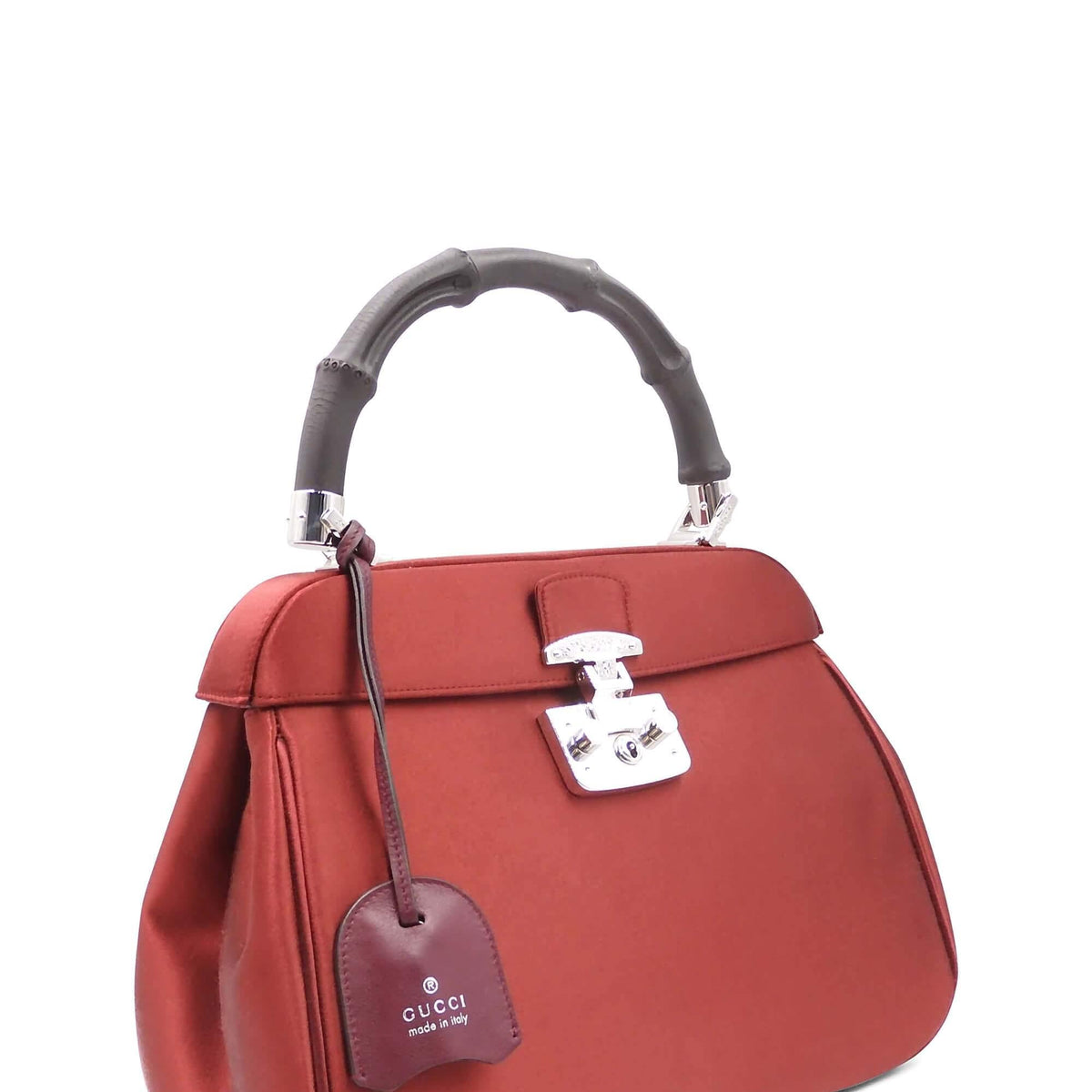 Satin Lady Lock Top Handle Bag