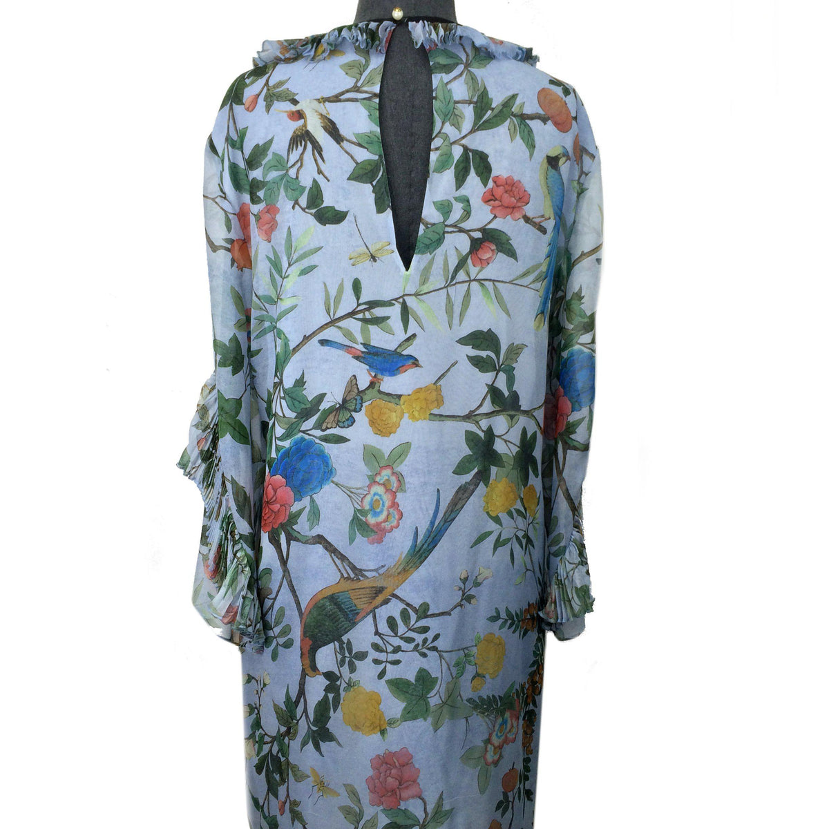 Gucci Tian Print Silk Plissé Dress Size M
