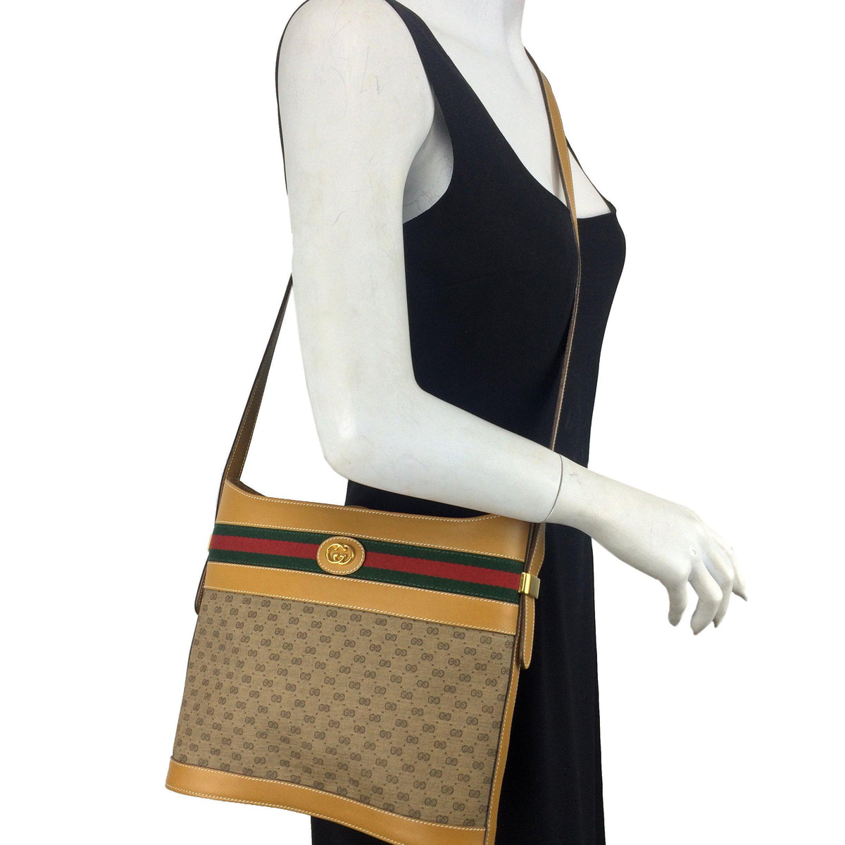 Gucci Vintage GG Monogram Web Shoulder Bag