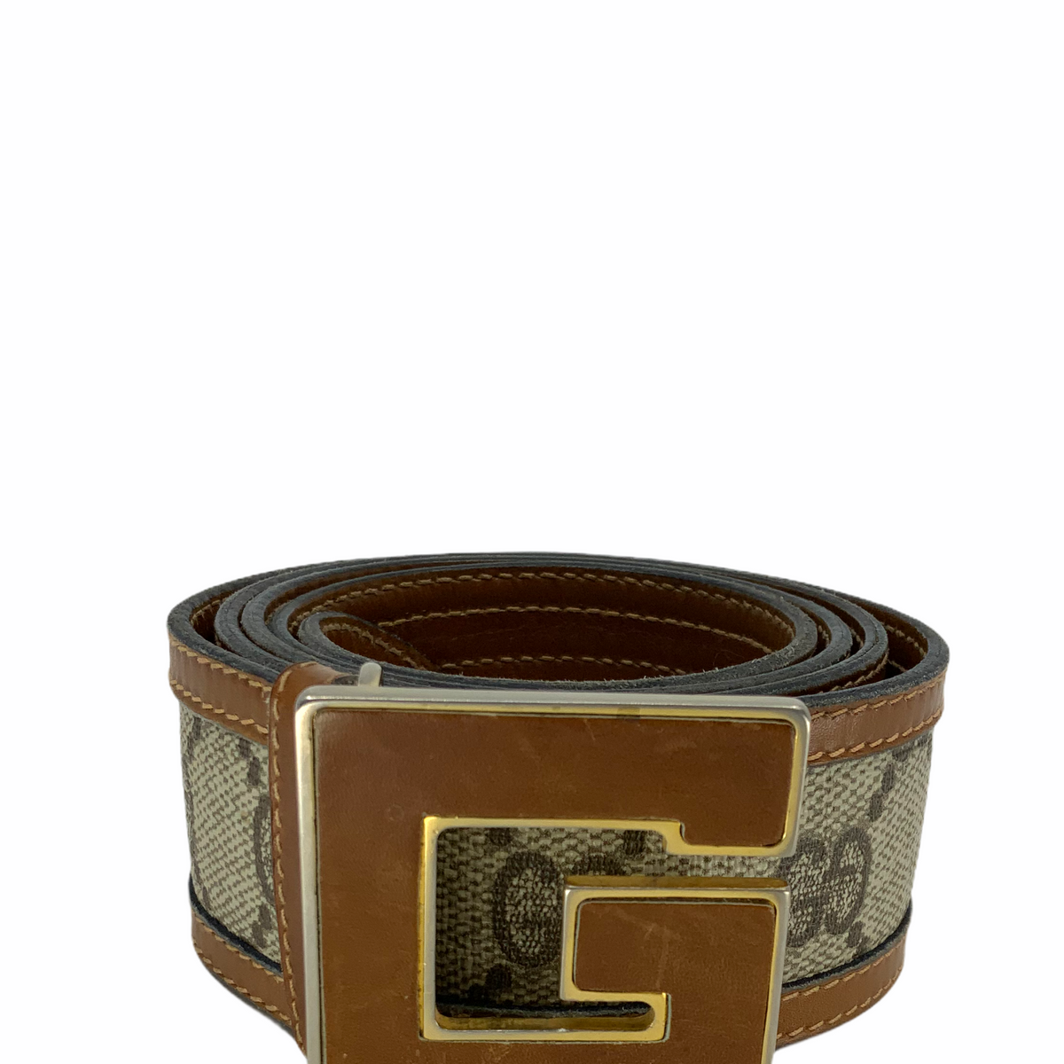 Gucci Vintage Monogram Canvas Logo Belt