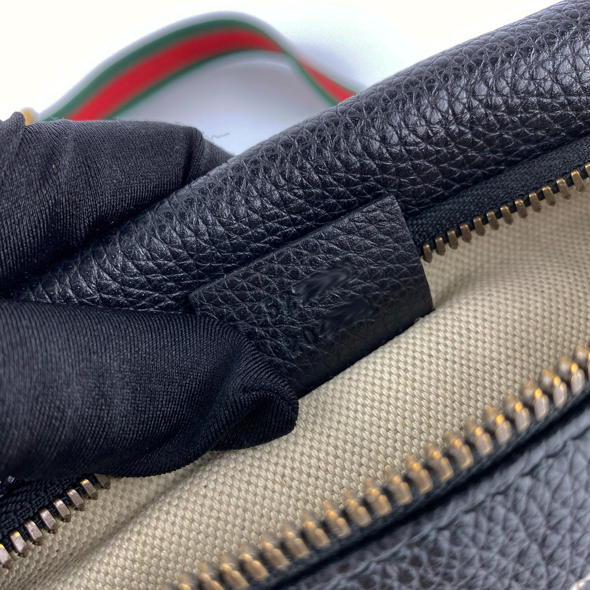 Gucci Black Print Leather Belt Bag