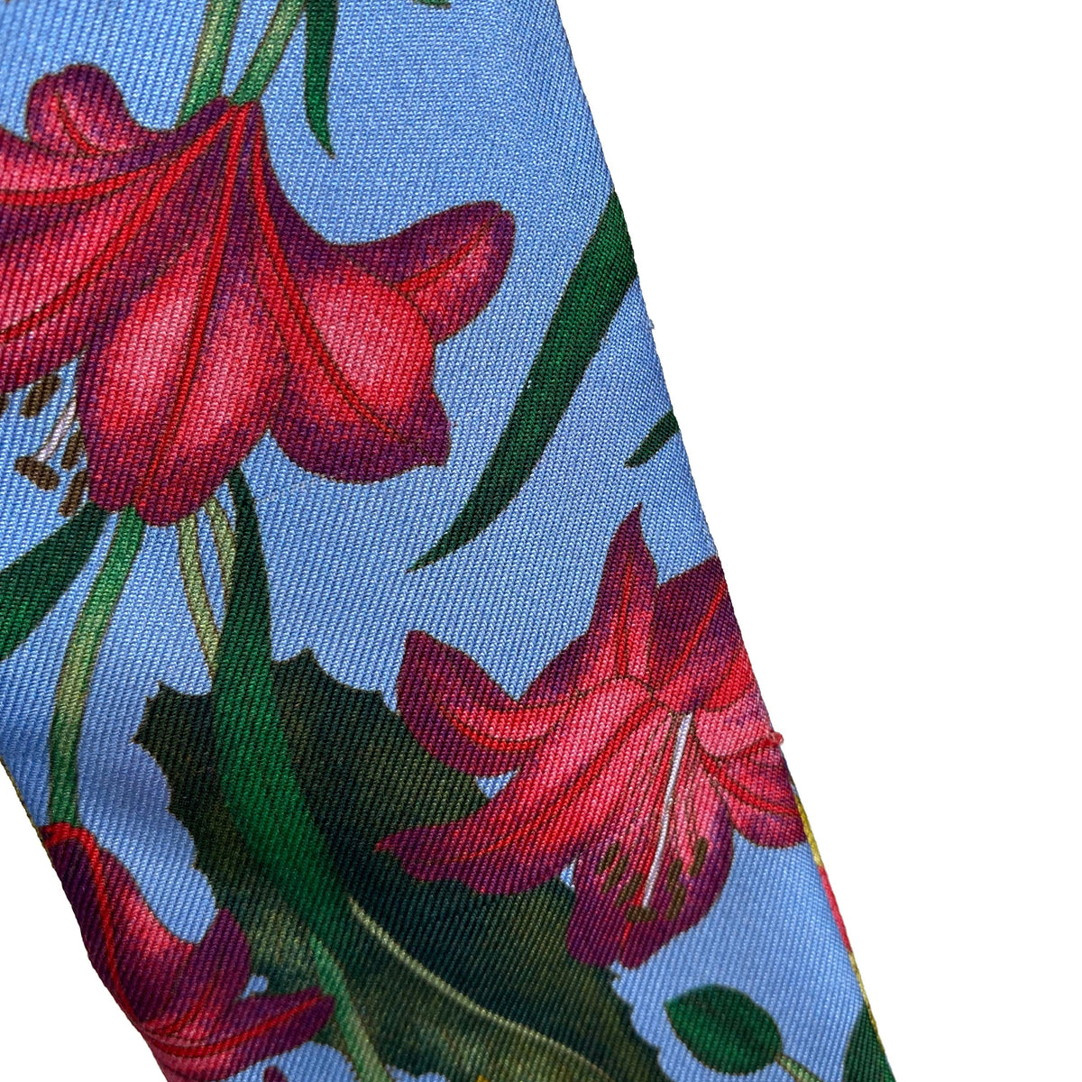 Gucci Blue & Floral Silk Twilly Scarf