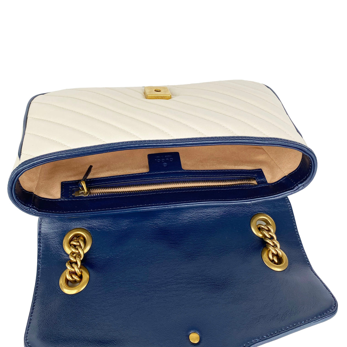 Gucci GG Marmont Torchon White & Blue Shoulder Bag
