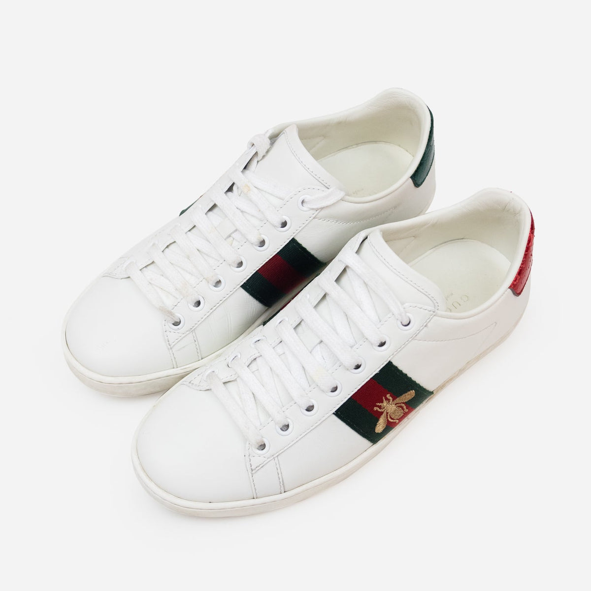 White Gucci Ace Sneaker W/ Bee