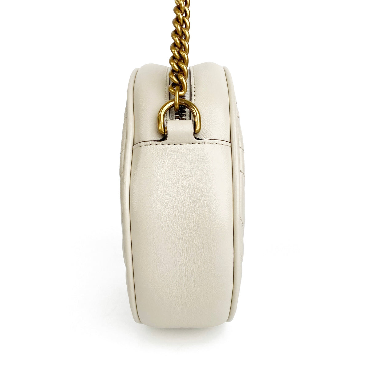 Gucci White Mini Round Marmont Shoulder Bag