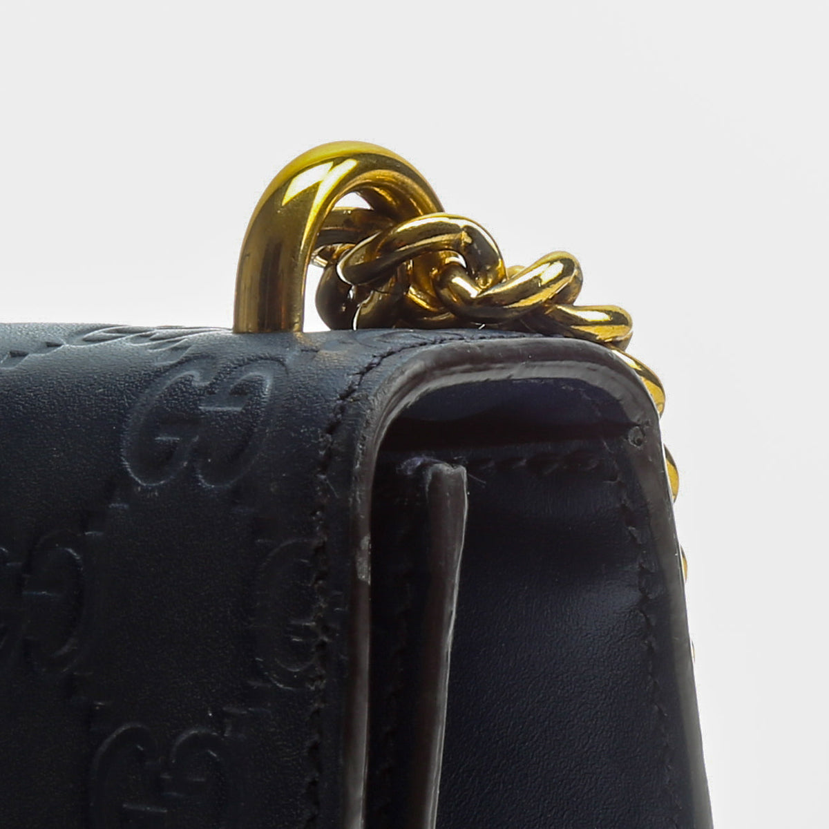 GUCCI Guccissima Small Padlock Shoulder Bag - Navy OUTLET FINAL SALE