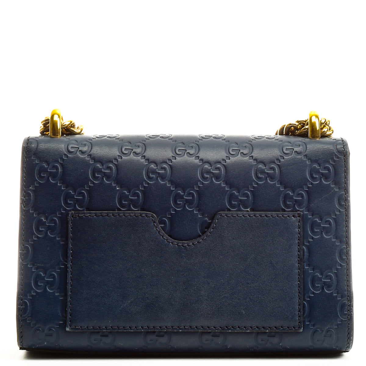 GUCCI Guccissima Small Padlock Shoulder Bag - Navy OUTLET FINAL SALE