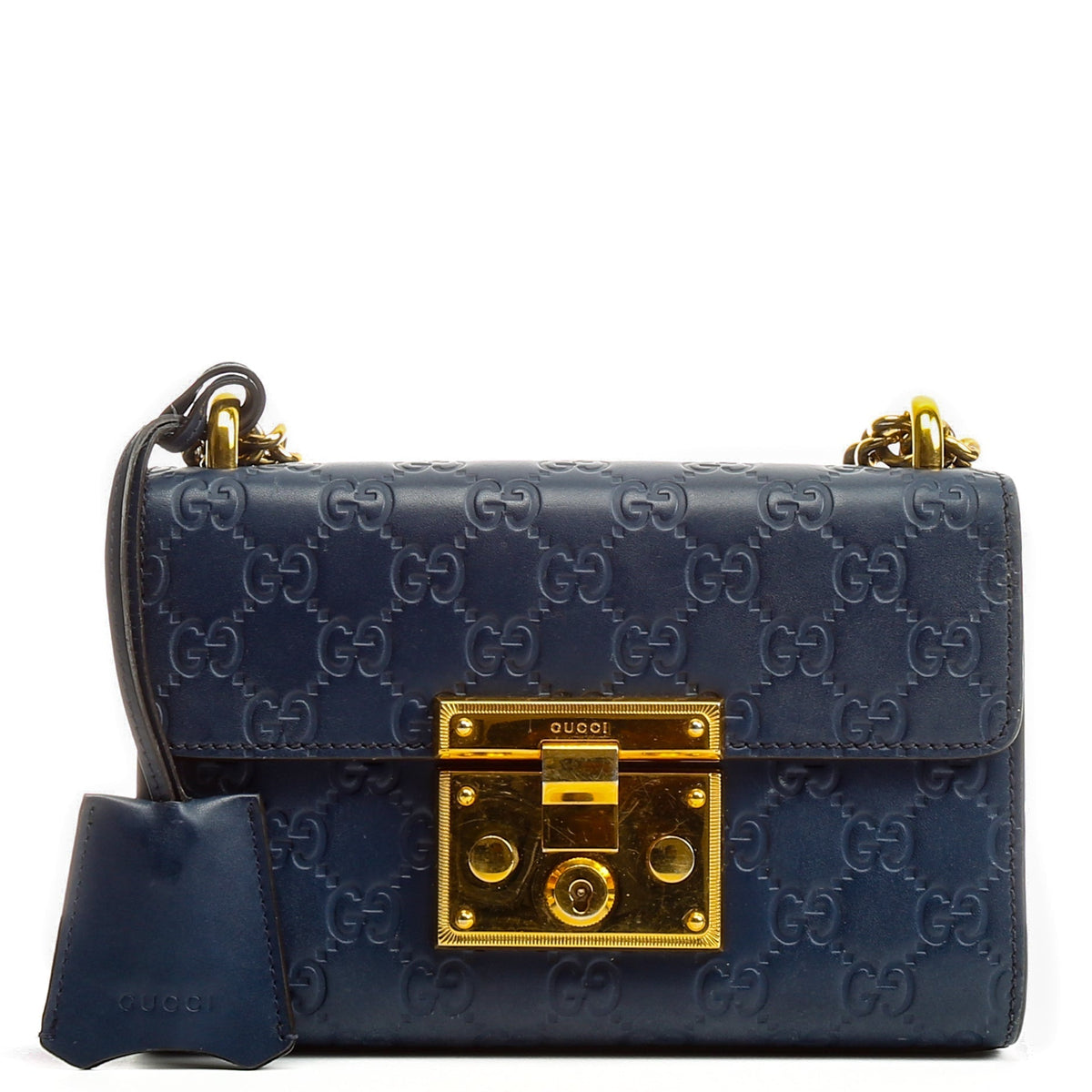 GUCCI Guccissima Small Padlock Shoulder Bag - Navy OUTLET FINAL SALE