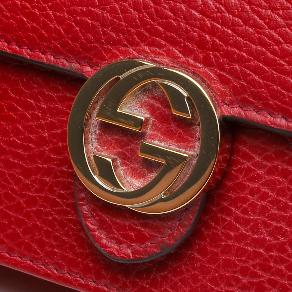 GUCCI Icon Interlocking G Wallet on Chain - Red