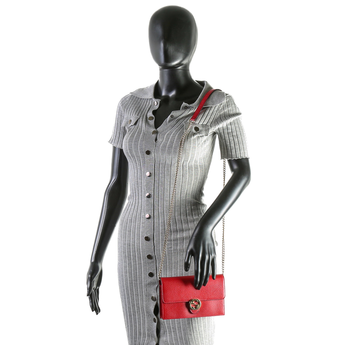 GUCCI Icon Interlocking G Wallet on Chain - Red