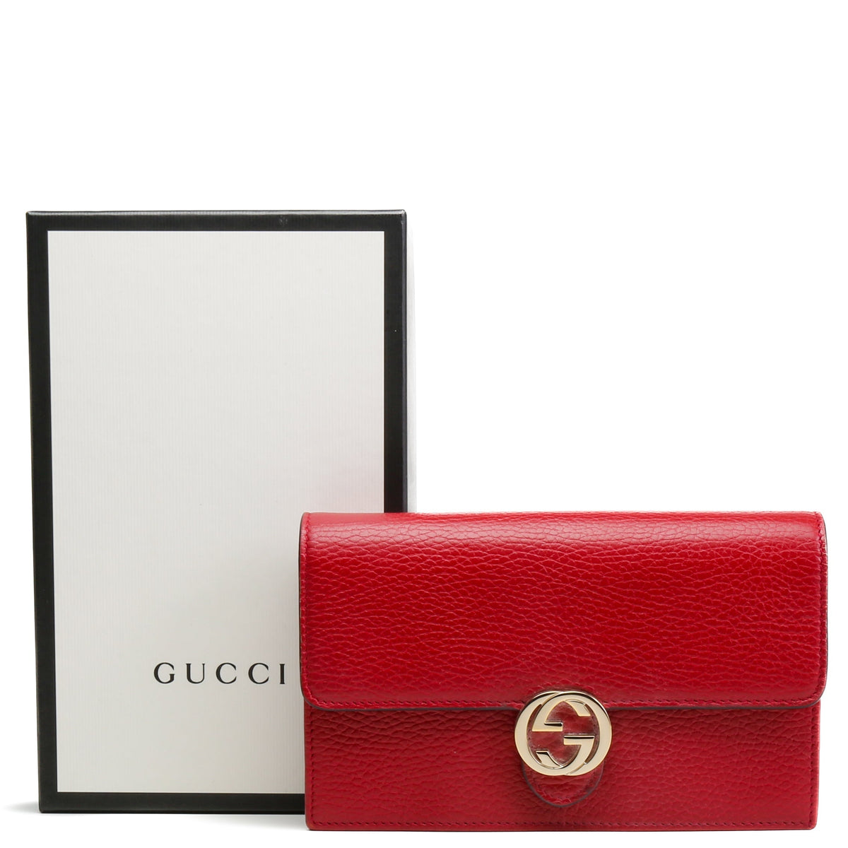 GUCCI Icon Interlocking G Wallet on Chain - Red