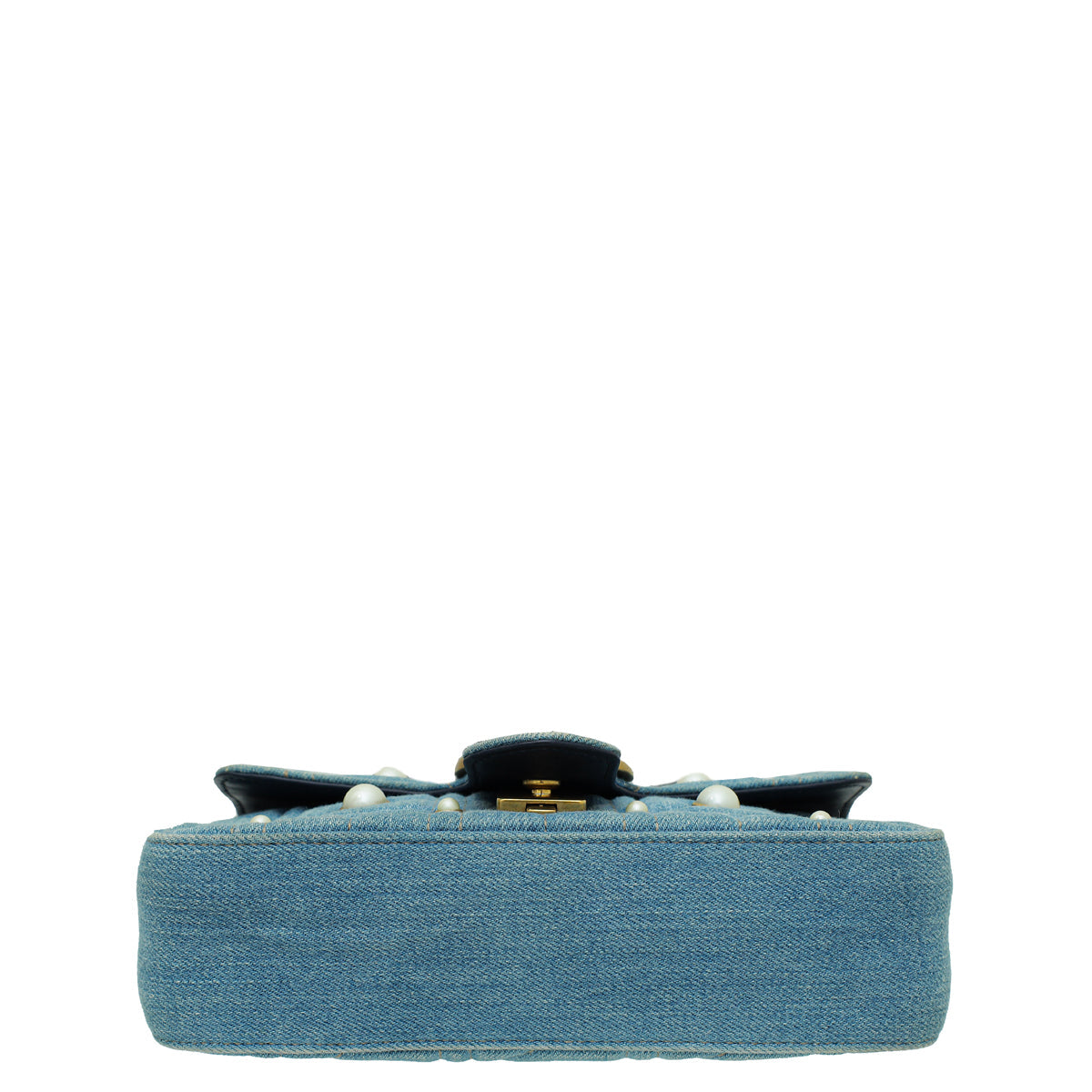 Gucci Blue GG Denim Marmont Pearl Mini Shoulder Bag