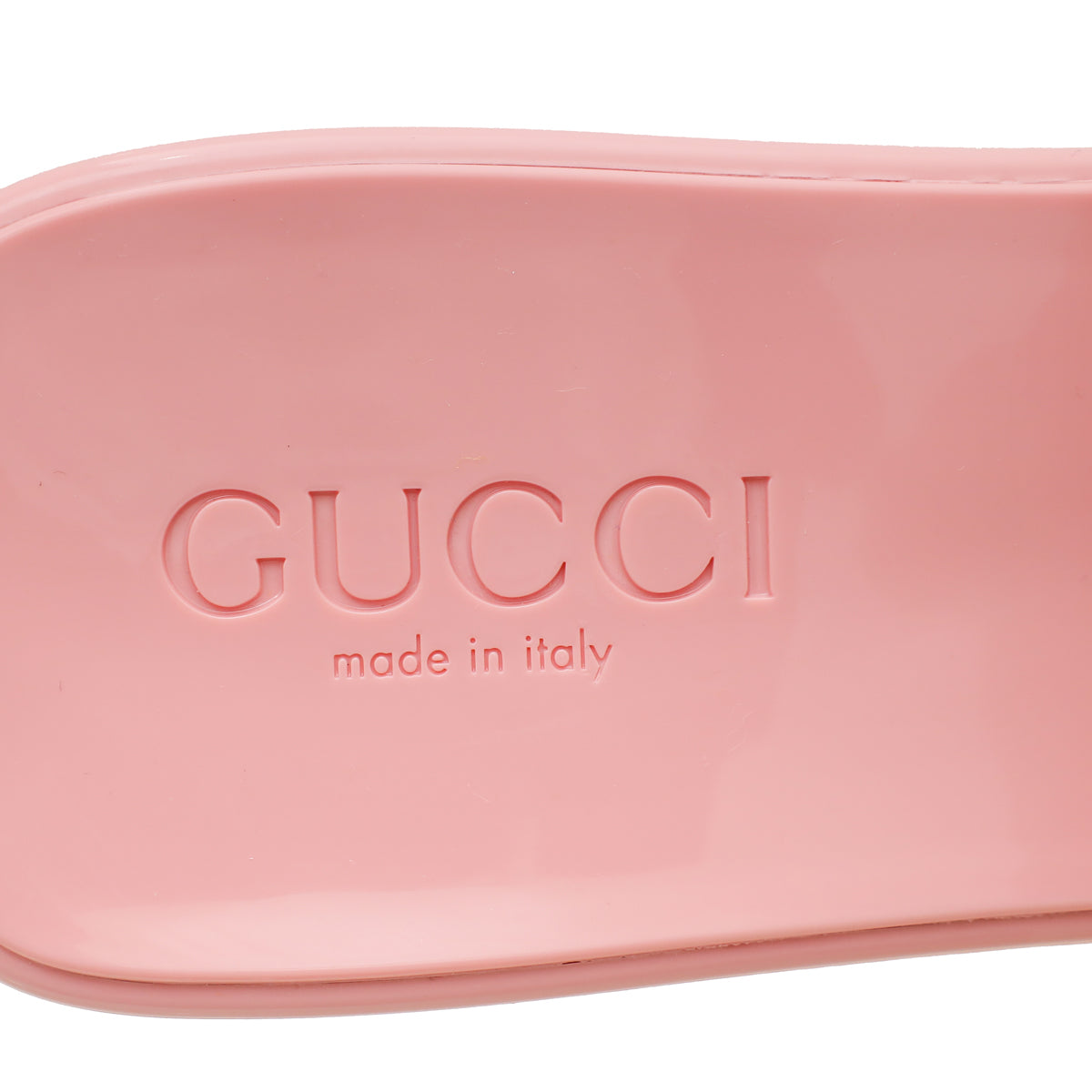 Gucci Pink Logo Rubber Slide Sandal 37