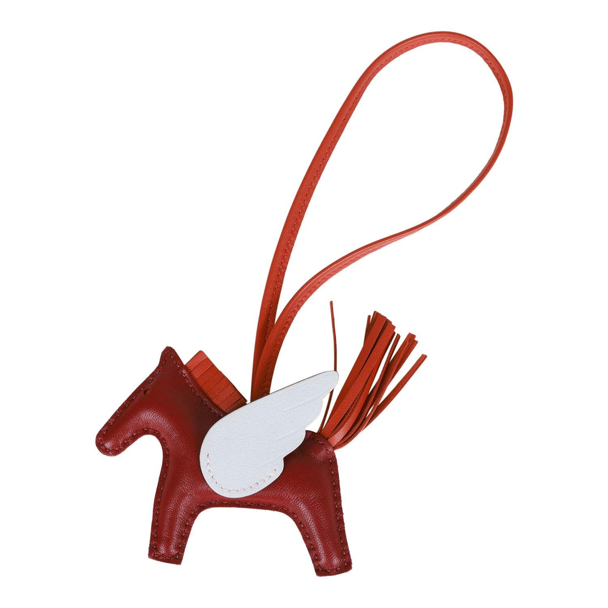 Top quality Hermes Rouge Grenat/Cornaline/Bleu Brume Pegasus Horse Rodeo Bag Charm MM