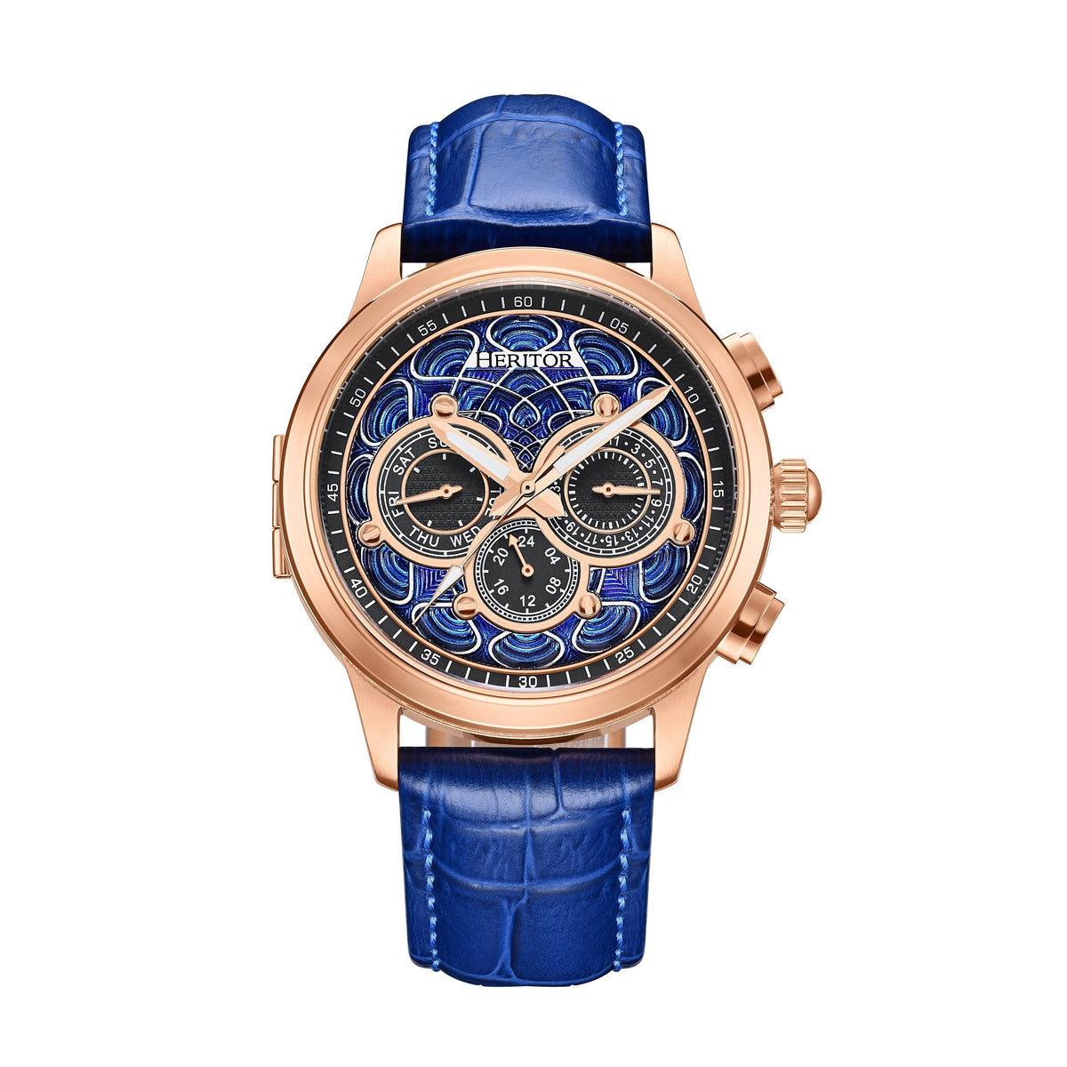 Heritor Automatic Apostle Leather Band Watch w/ Day-Date
