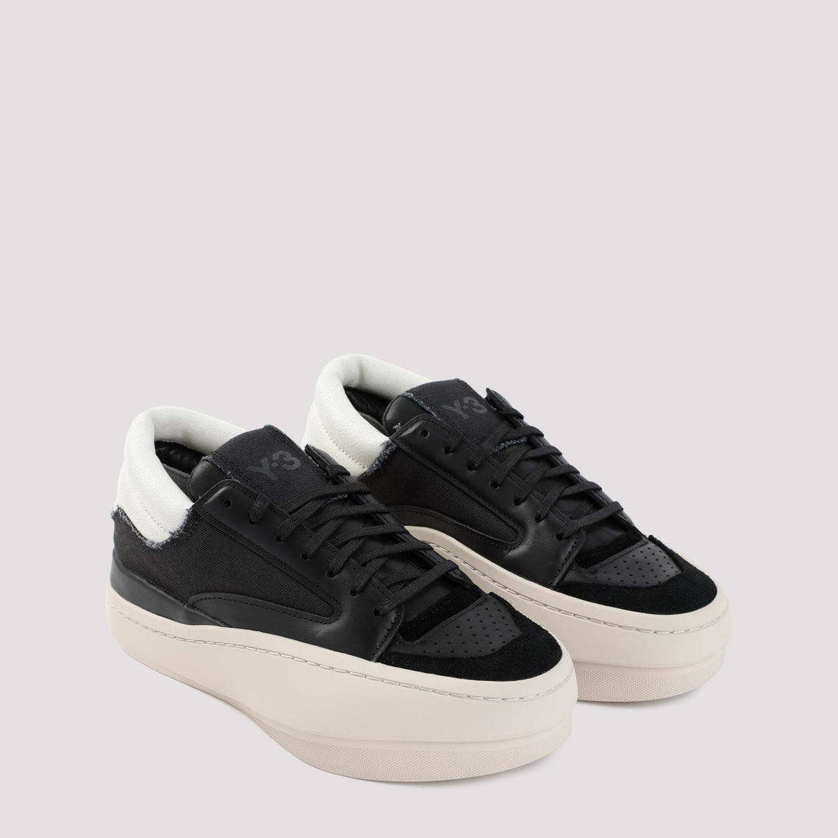 Y-3 LEATHER LUX BBALL LOW SNEAKERS