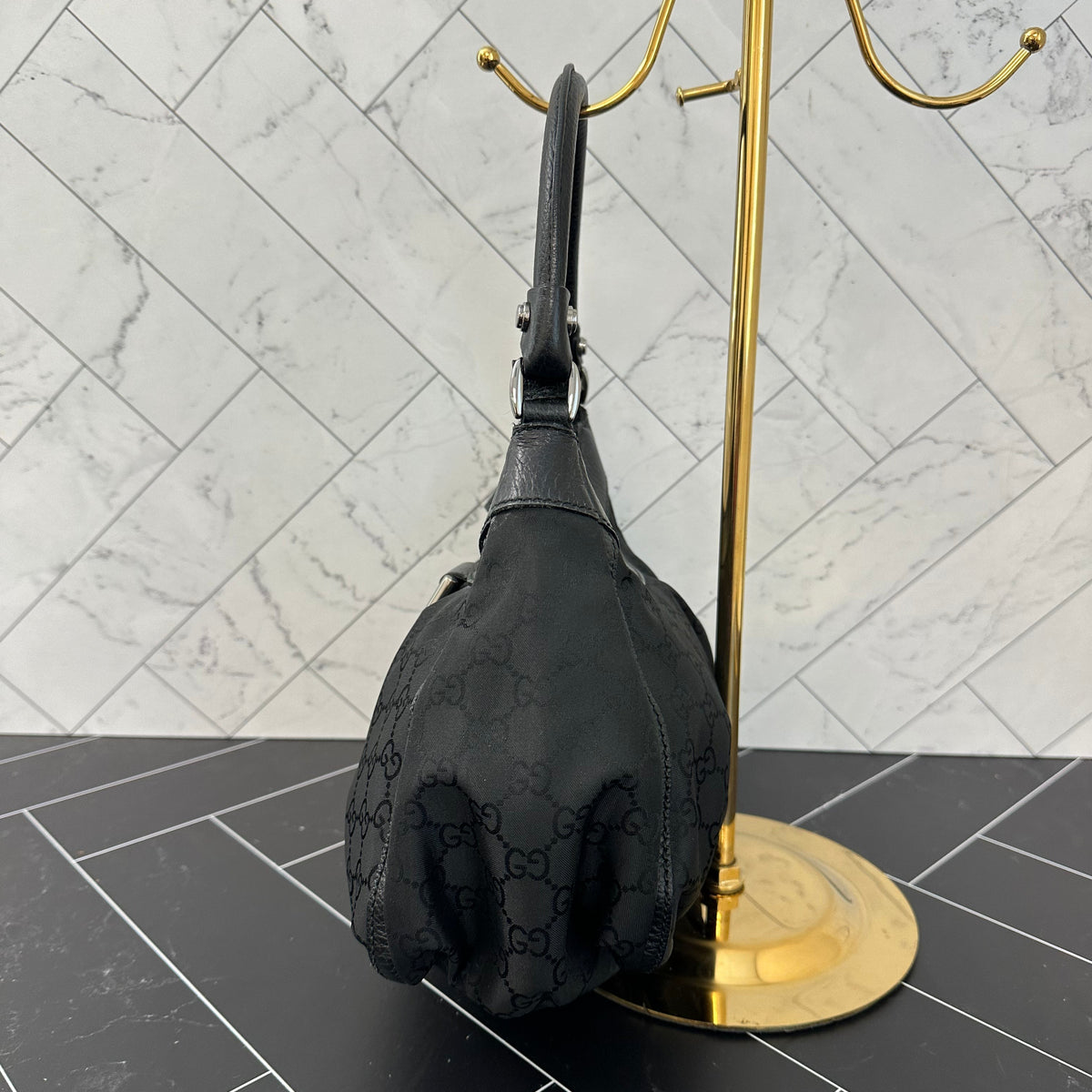 Gucci GG Black Canvas Shoulder Bag