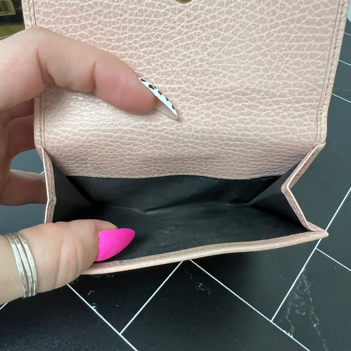 Gucci Pink GG Marmont Leather Compact Wallet