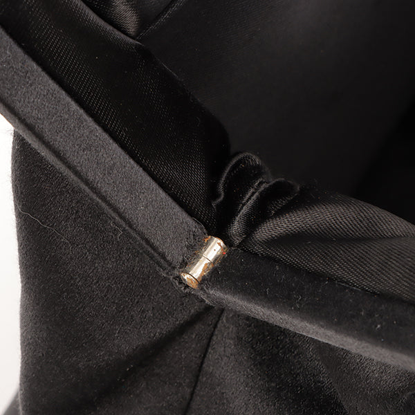 Gucci Satin Beads Logo Kiss-Lock Clasp Hand Bag Black