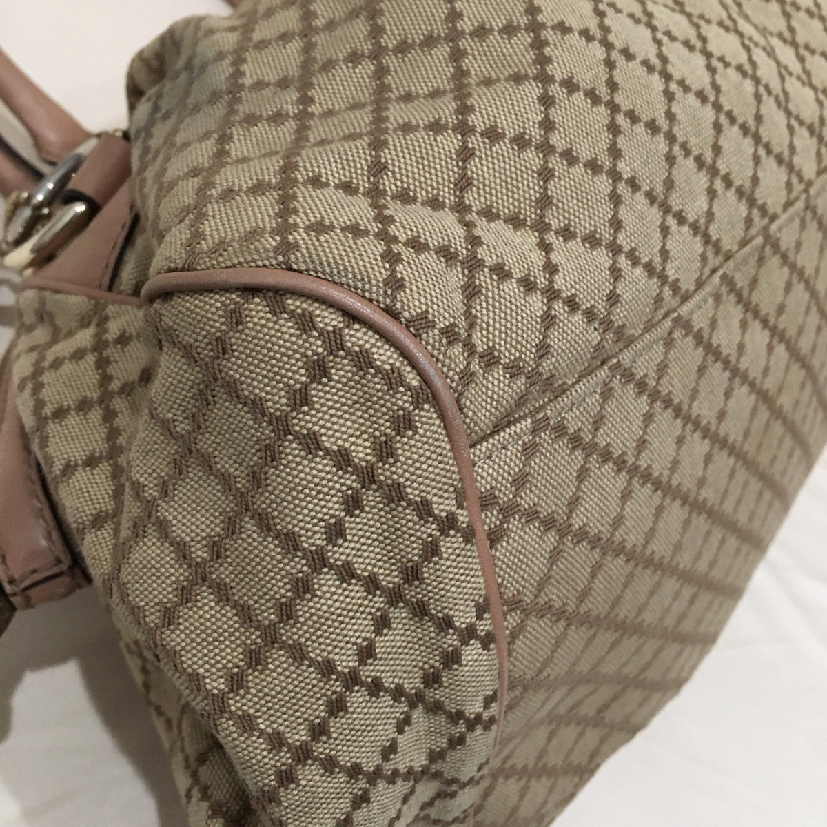 Gucci Brown Pink Canvas Sukey 2-ways Shoulder Bag Sku# 71207
