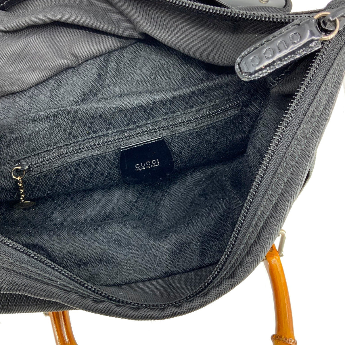 GUCCI Vintage Nylon Bamboo Top Handle Tote Bag