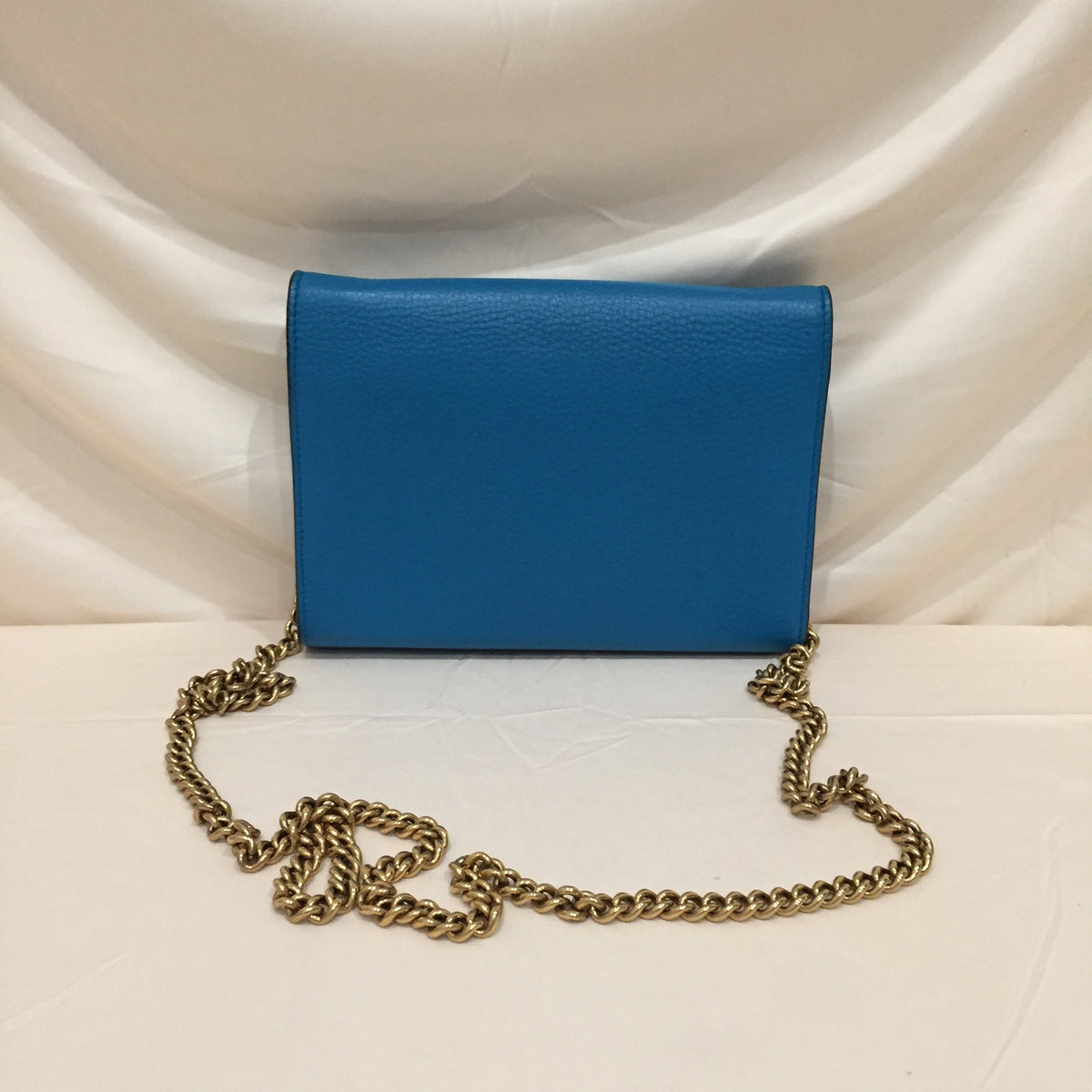 Gucci Blue Leather Wallet On Chain Crossbody Bag Sku# 71956