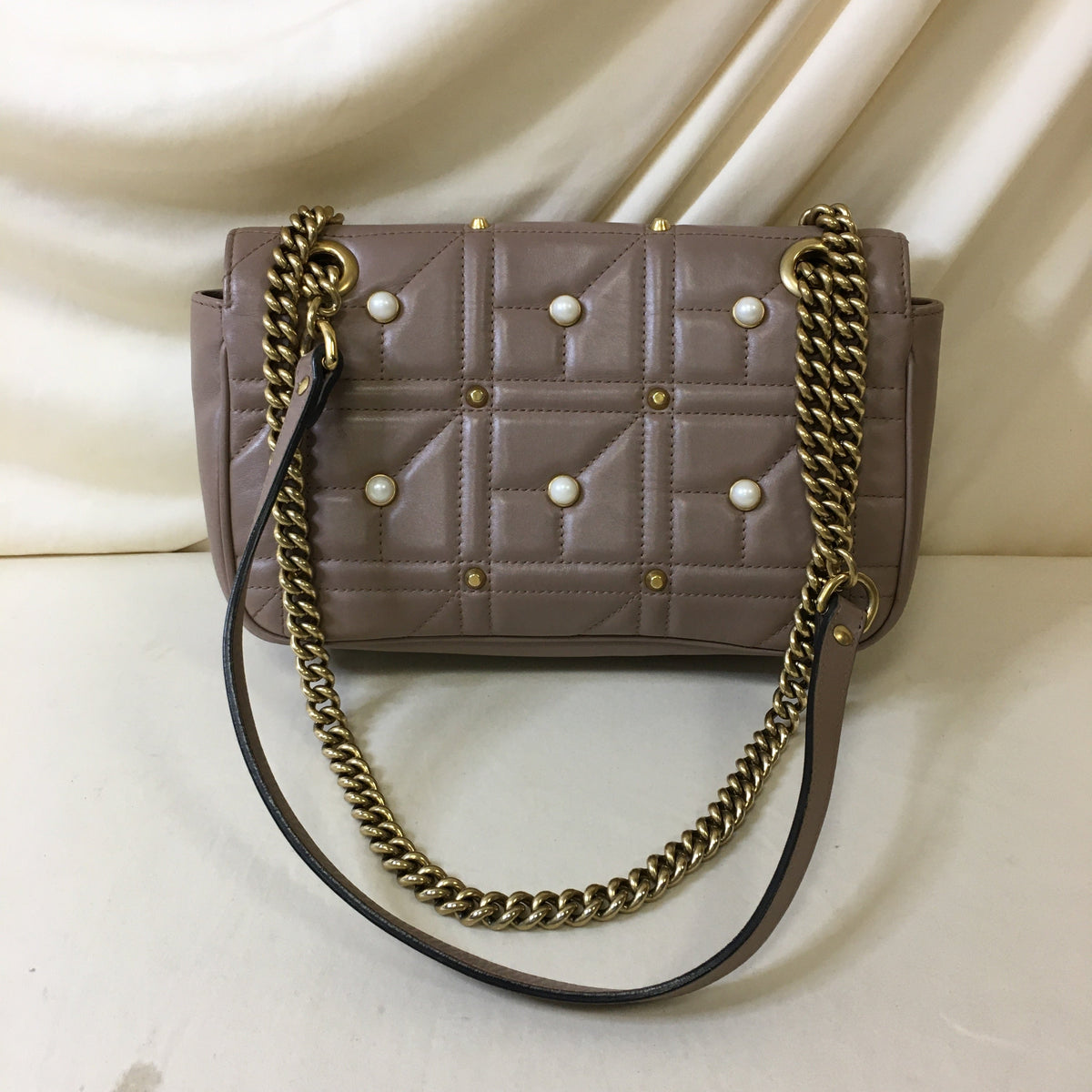 Gucci GG Pearl Studded Rose Crossbody Bag Sku# 67516