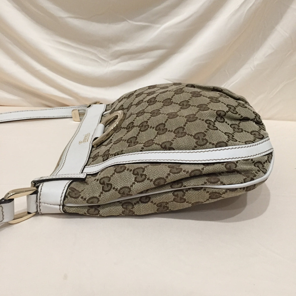 Gucci Brown White GG Canvas Crossbody Bag Sku# 72021