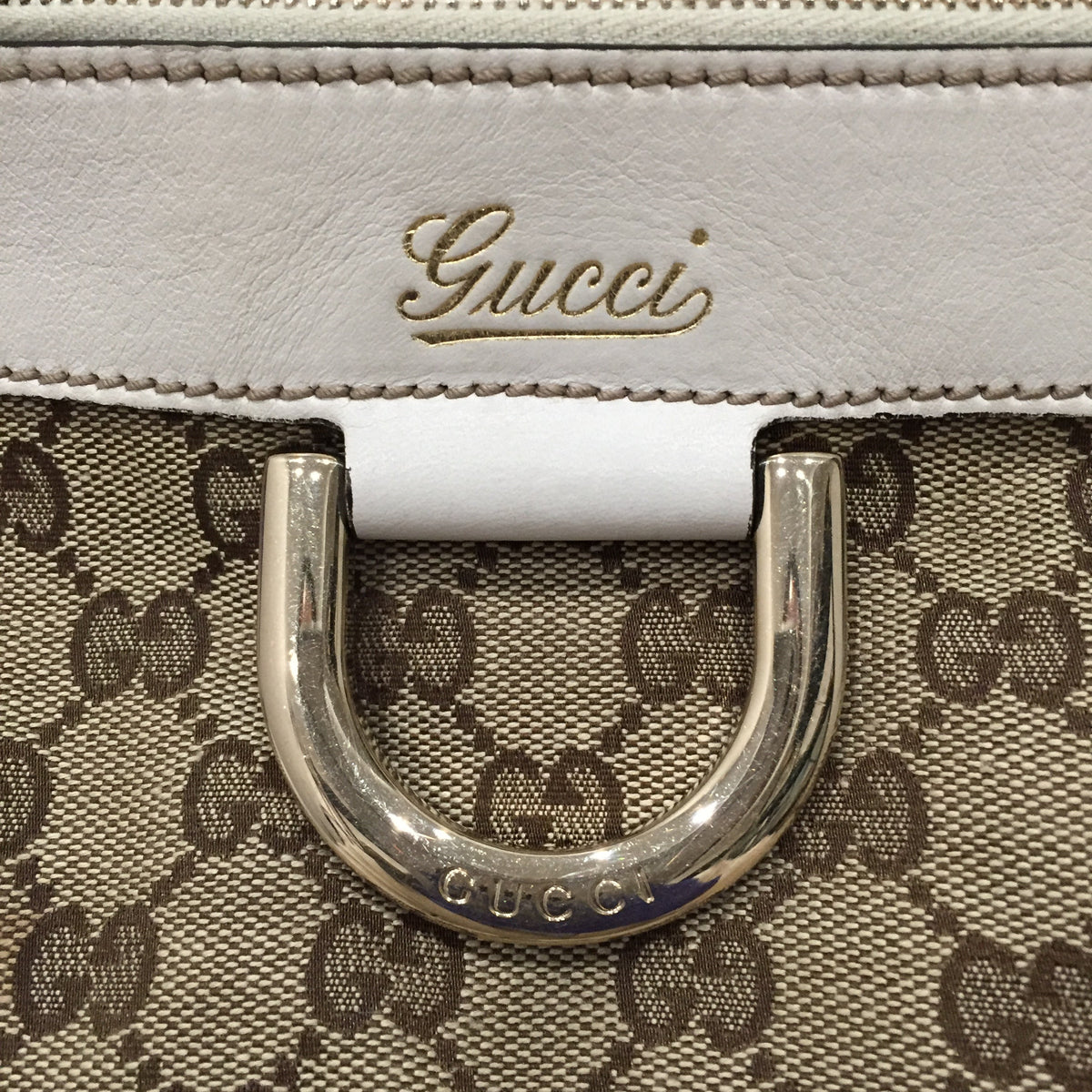 Gucci Brown White GG Canvas Crossbody Bag Sku# 72021