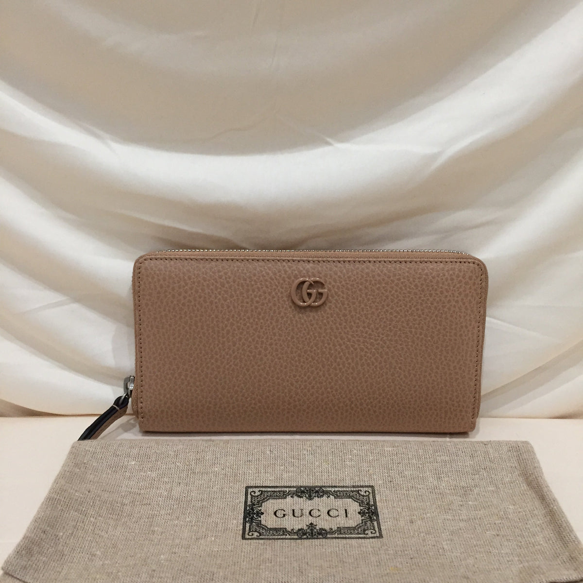 Gucci GG Mocha Beige Zippy Long Wallet Sku# 71976