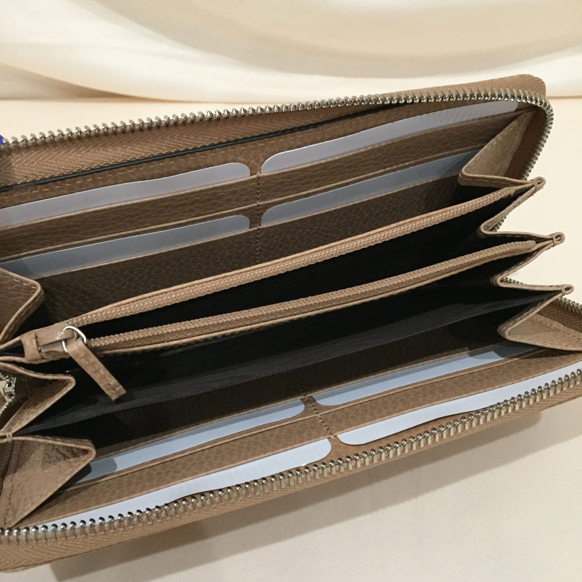 Gucci GG Mocha Beige Leather Zippy Long Wallet Sku# 71975