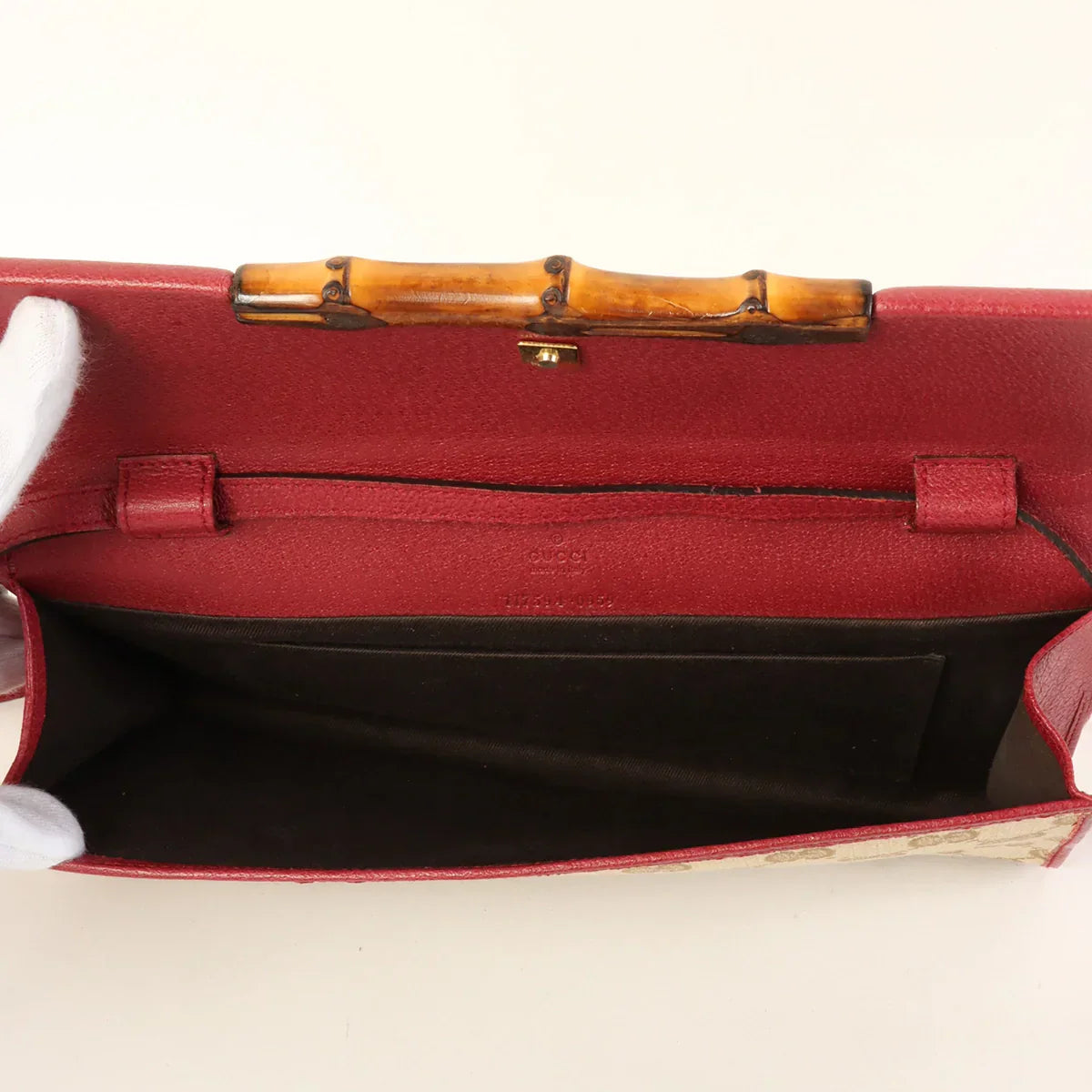 GUCCI Canvas Gg Pattern Bamboo 2Way Bag Beige/Wine Red