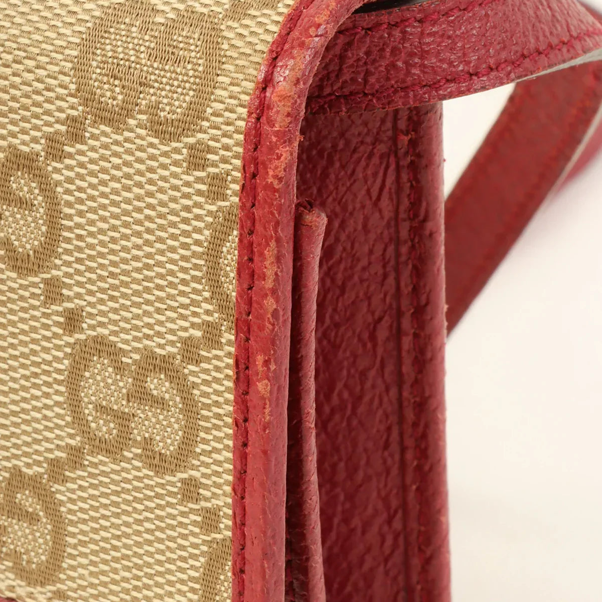 GUCCI Canvas Gg Pattern Bamboo 2Way Bag Beige/Wine Red