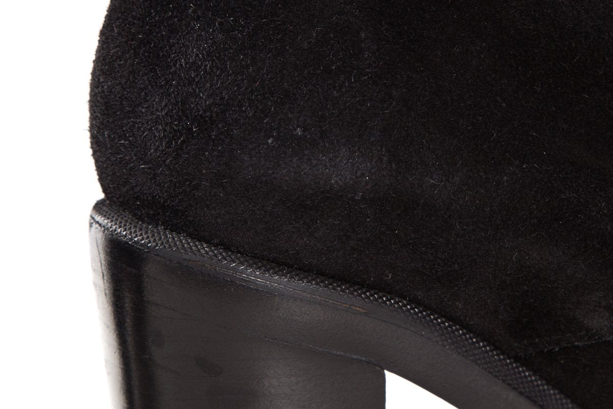 Jil Sander Black Suede Round Toe Booties SZ 39.5 Sale